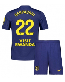 Atletico Madrid Giacomo Raspadori #22 Maglia Gara Trasferta Repliche 2025-26 Bambino Maniche Corte
